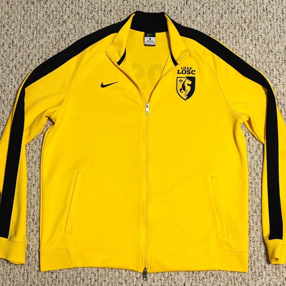 Nike Vintage Mens Yellow With Black Stripes XL Tribute Track Jacket Hoodie